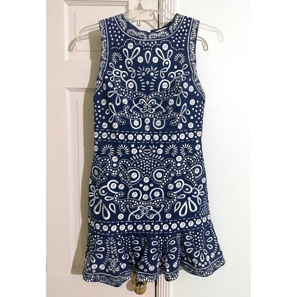 Alice + Olivia Blue and White Mini Dress - Picture 2 of 13